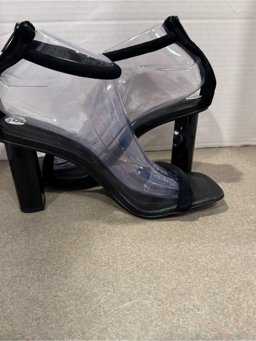 Natori Glow Nappa Leather Block Heel Black Sandals